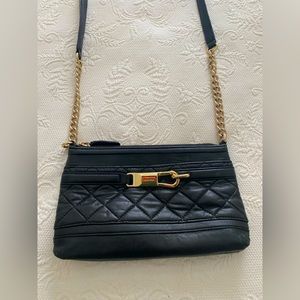 Calvin Klein Quilted Black Leather Gold Chained Purse